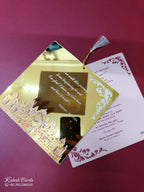 KLB-1011 Golden Barat Transparent PVC Wedding Card (1 Page)-Kalash Cards