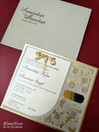 KLB-1012 Grey Floral Laser Cut Wedding Card (2 Page)