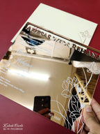 KLB-1013 Golden Floral Transparent Acrylic Wedding Card (1 Page)