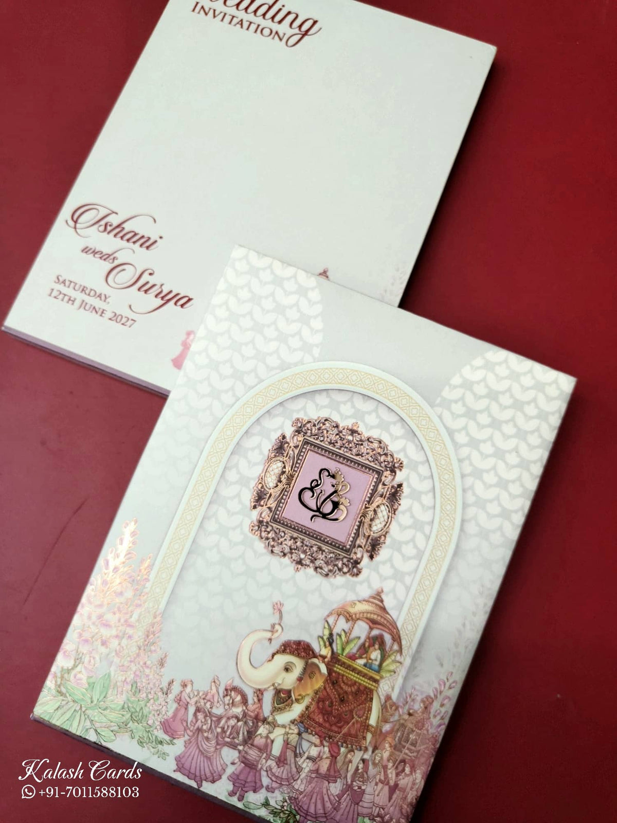 KLB-1019 Creme Barat Padded Thick Wedding Card (2 Page)