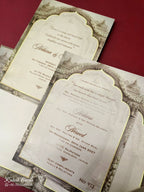 KLB-1023 Grey Royal Arch Padded Thick Wedding Card (2 Page & Couple Initial Acrylic)