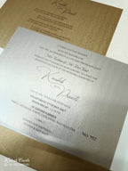 KLB-1026 Brown Golden Floral Embossed Wedding Card (2 Page & Couple Name Acrylic)