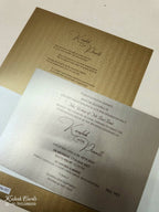 KLB-1026 Brown Golden Floral Embossed Wedding Card (2 Page & Couple Name Acrylic)