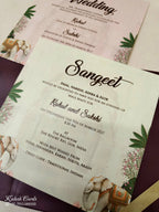 KLB-1028 Maroon Elephant Laser Cut Padded Thick Wedding Card (2 Page & Couple Name Acrylic)