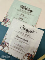 KLB-1029 Blue Elephant Padded Thick Wedding Card (2 Page & Couple Name Acrylic)