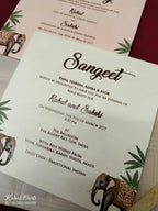 KLB-1031 Creme Elephant Padded Thick Wedding Card (2 Page & Couple Name Acrylic)