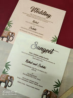 KLB-1031 Creme Elephant Padded Thick Wedding Card (2 Page & Couple Name Acrylic)