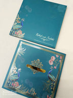 KLB-1033 Blue Peacock Padded Thick Wedding Card (2 Page & Couple Name Acrylic)