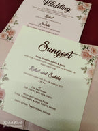 KLB-1034 Creme Lotus Laser Cut Padded Thick Wedding Card (2 Page & Couple Name Acrylic)