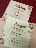 KLB-1034 Creme Lotus Laser Cut Padded Thick Wedding Card (2 Page & Couple Name Acrylic)