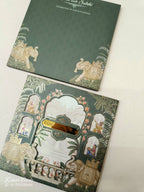 KLB-1035 Green Elephant Laser Cut Padded Thick Wedding Card (2 Page & Couple Name Acrylic)