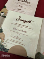 KLB-1037 Creme Royal Fort Door Style Padded Thick Wedding Card (2 Page & Couple Initial Acrylic)