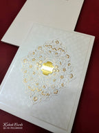 KLB-1039 White Floral Embossed Padded Thick Wedding Card (2 Page & Couple Name Acrylic)