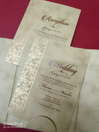 KLB-1040 Green Floral Embossed Padded Thick Wedding Card (2 Page & Couple Name Acrylic)