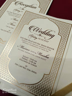 KLB-1041 White Floral Embossed Padded Thick Wedding Card (2 Page & Couple Name Acrylic)