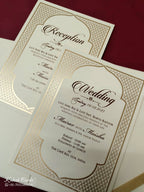 KLB-1041 White Floral Embossed Padded Thick Wedding Card (2 Page & Couple Name Acrylic)