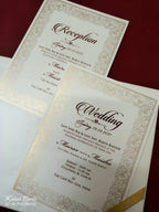 KLB-1043 White Floral Embossed Padded Thick Wedding Card (2 Page & Couple Name Acrylic)
