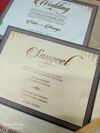 KLB-1046 Blue Royal Fort Elephant Padded Thick Wedding Card (2 Page & Couple Name Acrylic)