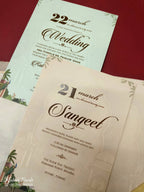 KLB-1047 Maroon Royal Fort Elephant Padded Thick Wedding Card (2 Page & Couple Name Acrylic)-Kalash Cards
