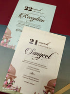 KLB-1050 Blue Royal Arch Padded Thick Wedding Card (2 Page & Couple Name Acrylic)