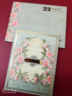KLB-1055 Green Floral Laser Cut Padded Thick Wedding Card (2 Page & Couple Name Acrylic)