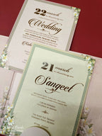 KLB-1057 Pink Floral Door Style Padded Thick Wedding Card (2 Page & Couple Name Acrylic)