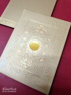 KLB-1058 Brown Golden Floral Embossed Padded Thick Wedding Card (2 Page & Couple Name Acrylic)