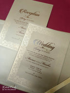 KLB-1058 Brown Golden Floral Embossed Padded Thick Wedding Card (2 Page & Couple Name Acrylic)