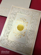 KLB-1059 Brown Golden Floral Embossed Padded Thick Wedding Card (2 Page & Couple Name Acrylic)