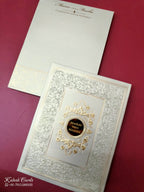 KLB-1059 Brown Golden Floral Embossed Padded Thick Wedding Card (2 Page & Couple Name Acrylic)