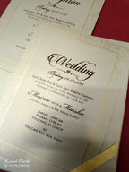 KLB-1059 Brown Golden Floral Embossed Padded Thick Wedding Card (2 Page & Couple Name Acrylic)