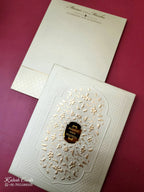 KLB-1060 Brown Golden Floral Embossed Padded Thick Wedding Card (2 Page & Couple Name Acrylic)
