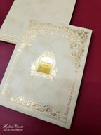 KLB-1061 Creme Royal Arch Padded Thick Wedding Card (2 Page & Couple Name Acrylic)