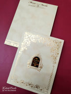 KLB-1061 Creme Royal Arch Padded Thick Wedding Card (2 Page & Couple Name Acrylic)
