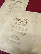 KLB-1061 Creme Royal Arch Padded Thick Wedding Card (2 Page & Couple Name Acrylic)