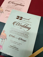 KLB-1062 Blue Royal Fort Laser Cut Padded Thick Wedding Card (2 Page & Couple Name Acrylic)