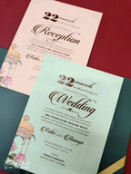 KLB-1062 Blue Royal Fort Laser Cut Padded Thick Wedding Card (2 Page & Couple Name Acrylic)
