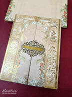 KLB-1063 Creme Royal Arch Door Style Padded Thick Wedding Card (2 Page & Couple Name Acrylic)
