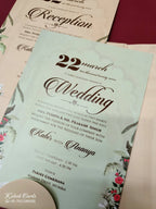 KLB-1063 Creme Royal Arch Door Style Padded Thick Wedding Card (2 Page & Couple Name Acrylic)