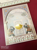 KLB-1065 Creme Elephant Laser Cut Padded Thick Wedding Card (2 Page & Couple Name Acrylic)