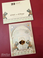 KLB-1065 Creme Elephant Laser Cut Padded Thick Wedding Card (2 Page & Couple Name Acrylic)