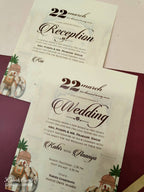 KLB-1068 Maroon Elephant Laser Cut Padded Thick Wedding Card (2 Page & Couple Name Acrylic)
