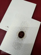 KLB-1069 White Traditional Embossed Semi Box Wedding Card (2 Page & Couple Name Wooden Plate)-Kalash Cards