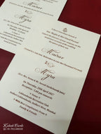 KLB-1070 White Barat Embossed Padded Thick Wedding Card (2 Page & Couple Name Acrylic)-Kalash Cards