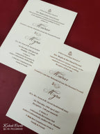 KLB-1070 White Barat Embossed Padded Thick Wedding Card (2 Page & Couple Name Acrylic)-Kalash Cards