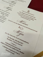KLB-1071 White Floral Embossed Padded Thick Wedding Card (2 Page & Couple Name Acrylic)-Kalash Cards