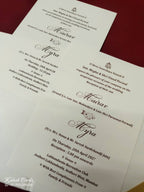 KLB-1071 White Floral Embossed Padded Thick Wedding Card (2 Page & Couple Name Acrylic)-Kalash Cards
