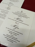 KLB-1073 White Floral Embossed Padded Thick Wedding Card (2 Page & Couple Name Acrylic)-Kalash Cards