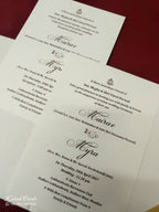 KLB-1073 White Floral Embossed Padded Thick Wedding Card (2 Page & Couple Name Acrylic)-Kalash Cards
