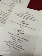 KLB-1074 White Floral Door Style Embossed Padded Thick Wedding Card (2 Page & Couple Name Acrylic)-Kalash Cards